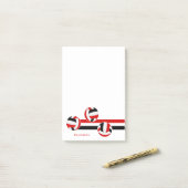 Rode zwarte volleyballen aangepaste naam post-it® notes (Op bureau)