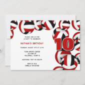 Rode zwarte volleyballen jongens meisjes verjaarda kaart (Voorkant)