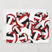 Rode zwarte volleyballen jongens meisjes verjaarda kaart (Achterkant)