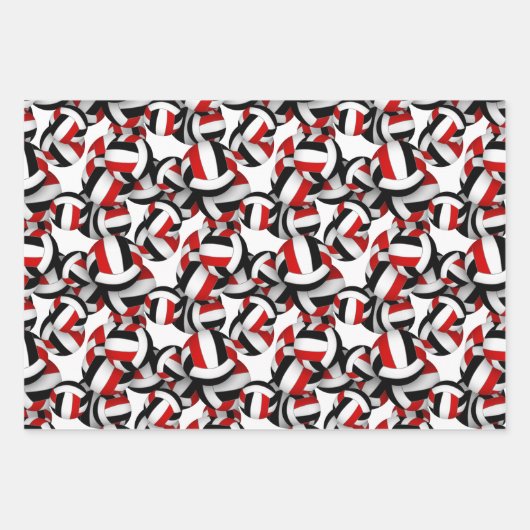 Rode zwarte volleyballen Team viering verjaardag Inpakpapier Vel (Voorkant)