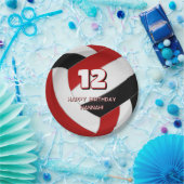 Rode zwarte volleyballen verjaardag of teamfeest papieren bordje (Feest)