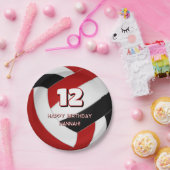 Rode zwarte volleyballen verjaardag of teamfeest papieren bordje (Feest)