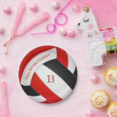 rode zwarte volleybalmeisjes verjaardag papieren bordje (Feest)