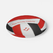 rode zwarte volleybalmeisjes verjaardag papieren bordje (Gekanteld)