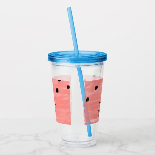 Rode zwarte watermeloen verjaardag voeg naamdatumt acryl drinkbeker (Links)