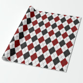 rode zwarte witte argyle cadeaupapier (Uitgerold)