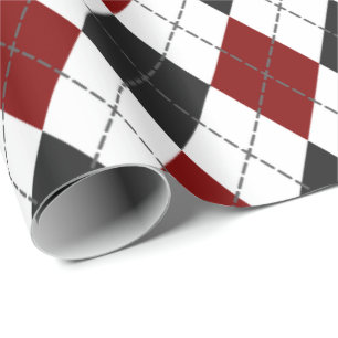 rode zwarte witte argyle cadeaupapier