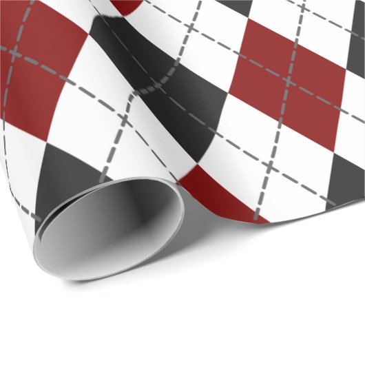 rode zwarte witte argyle cadeaupapier (Rol Hoek)