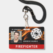 Rode, Zwarte & Witte Brandweer Foto ID Badge (Voorzijde met lanyard)