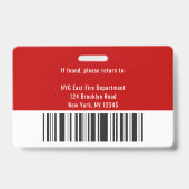 Rode, Zwarte & Witte Brandweer Foto ID Badge (Achterkant)
