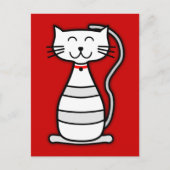 rode zwarte witte cartoon kitten smil briefkaart (Voorkant)