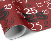 Rode zwarte witte cijfers gepersonaliseerd cadeaupapier (Rol Hoek)