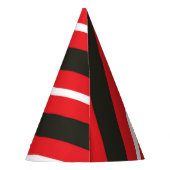 Rode zwarte witte diagonaal Geometrische stripjes Feesthoedjes (Achterkant)