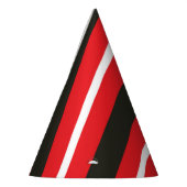 Rode zwarte witte diagonaal Geometrische stripjes Feesthoedjes (Links)