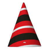 Rode zwarte witte diagonaal Geometrische stripjes Feesthoedjes (Rechts)