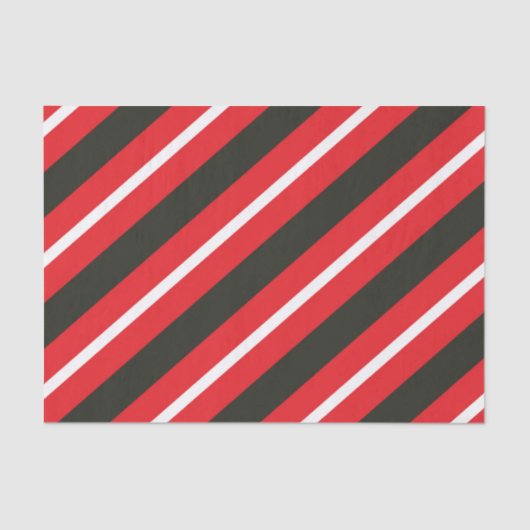 Rode zwarte witte diagonaal Geometrische stripjes Tissuepapier (Voorkant)