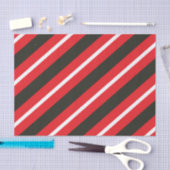 Rode zwarte witte diagonaal Geometrische stripjes Tissuepapier (Craft)