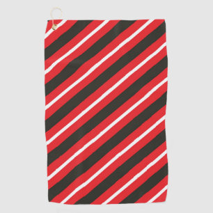 Rode Zwarte Witte Diagonale Lijnen Geometrische St Golfhanddoek