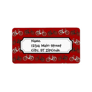 Rode zwarte witte  fietsen fietsen fietsen etiket