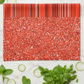 Rode zwarte witte glitter en stripes theedoek (Gevouwen)