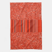 Rode zwarte witte glitter en stripes theedoek (Verticaal)