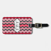 Rode, Zwarte, Witte Golfstrepen Bagagielabel Bagagelabel (Voorkant horizontaal)