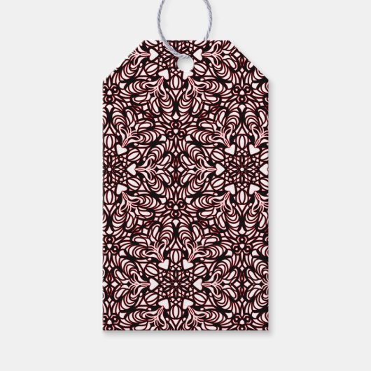 Rode, zwarte, witte harten cadeau Labels Cadeaulabel (Voorkant)