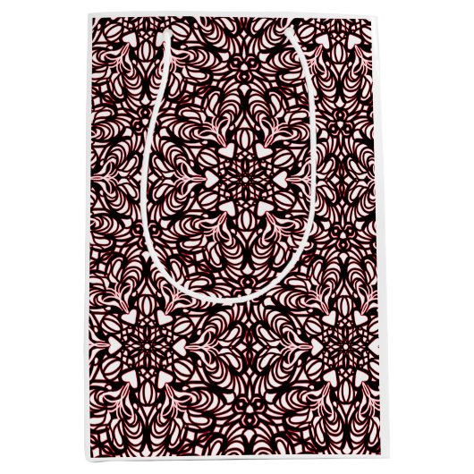 Rode, zwarte, witte harten medium cadeauzakje (Voorkant)