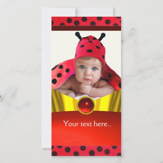RODE ZWARTE WITTE LADYBUG BABY SHOWER FOTO-TEMPLAT (Voorkant)