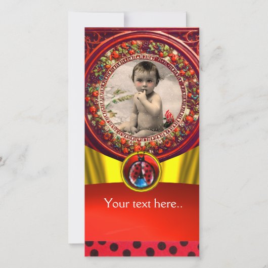 RODE ZWARTE WITTE LADYBUG BABY SHOWER FOTO-TEMPLAT (Voorkant)