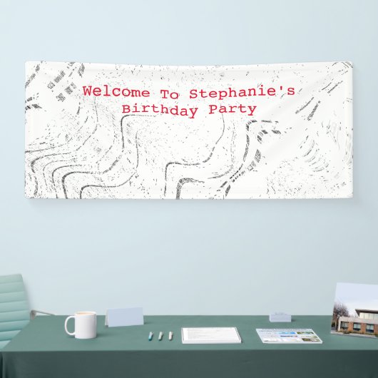 Rode zwarte witte patronen Abstracte geboortedag Spandoek (Beurs)