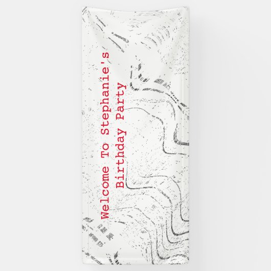 Rode zwarte witte patronen Abstracte geboortedag Spandoek (Verticaal)