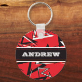Rode, zwarte, witte, persoonlijke Sleutelhanger (Voorkant)