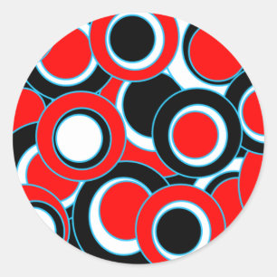Rode zwarte witte ronde cirkels sticker