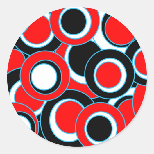 Rode zwarte witte ronde cirkels sticker (Voorkant)