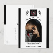 Rode & Zwarte Witte Rozen Skelet Bewaar de Datum Aankondigingskaart (Voorkant / Achterkant)