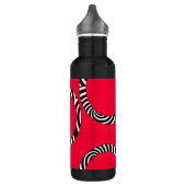 Rode zwarte witte strepen en cirkels waterfles  (Links)