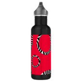 Rode zwarte witte strepen en cirkels waterfles  (Rechts)