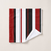 Rode zwarte witte verticale strepen bad handdoek (Wasdoekje)