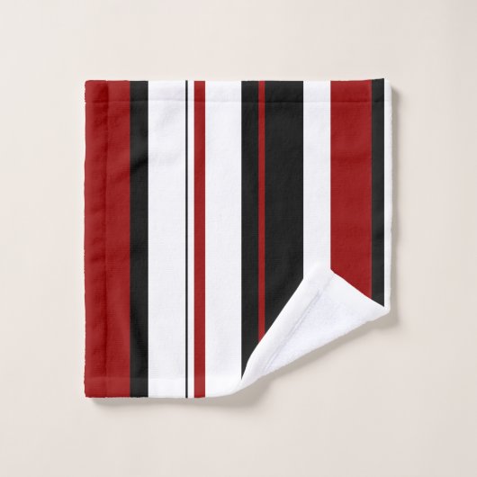 Rode zwarte witte verticale strepen bad handdoek (Wasdoekje)