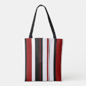 Rode zwarte witte verticale strepen | Personaliser Tote Bag (Achterkant)