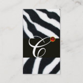 RODE ZWARTE WITTE ZEBRA FUR MONOGRAM, Ruby Visitekaartje (Achterkant)