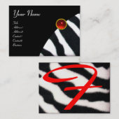RODE ZWARTE WITTE ZEBRA-MONOGRAM, ruby Visitekaartje (Voorkant / Achterkant)