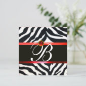 RODE ZWARTE WITTE ZEBRA, MONOGRAM, rubysteen Kaart (Staand voorkant)