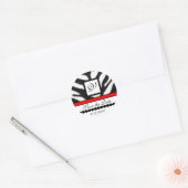 RODE ZWARTE WITTE ZEBRA, MONOGRAM, sparen de datum Ronde Sticker (Envelop)