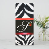 RODE ZWARTE WITTE ZEBRA VALMONOGRAM, ruby Kaart (Staand voorkant)