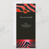 RODE ZWARTE WITTE ZEBRA VALMONOGRAM, ruby Kaart (Achterkant)