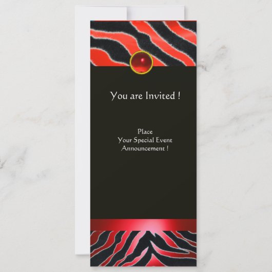 RODE ZWARTE WITTE ZEBRA VALMONOGRAM, ruby Kaart (Achterkant)