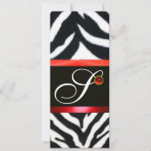 RODE ZWARTE WITTE ZEBRA VALMONOGRAM, ruby Kaart (Voorkant)