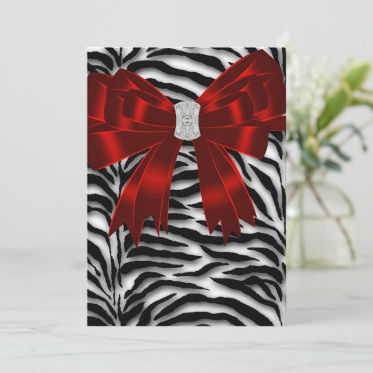 Rode zwarte Zebra bedankkaart (Staand voorkant)